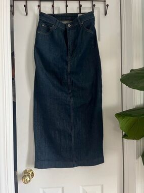 Zara Dark Blue Denim Midi Skirt